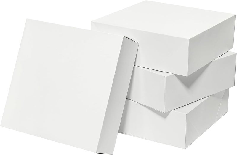 Mefleet 12x12x4 Inches Large Gift Boxes with Lids 10 Pack Extra Deep Square Shirt Clothes Scarf Box for Christmas Presents, Holidays, Birthday, Wedding Gift Wrapping White - Image 1